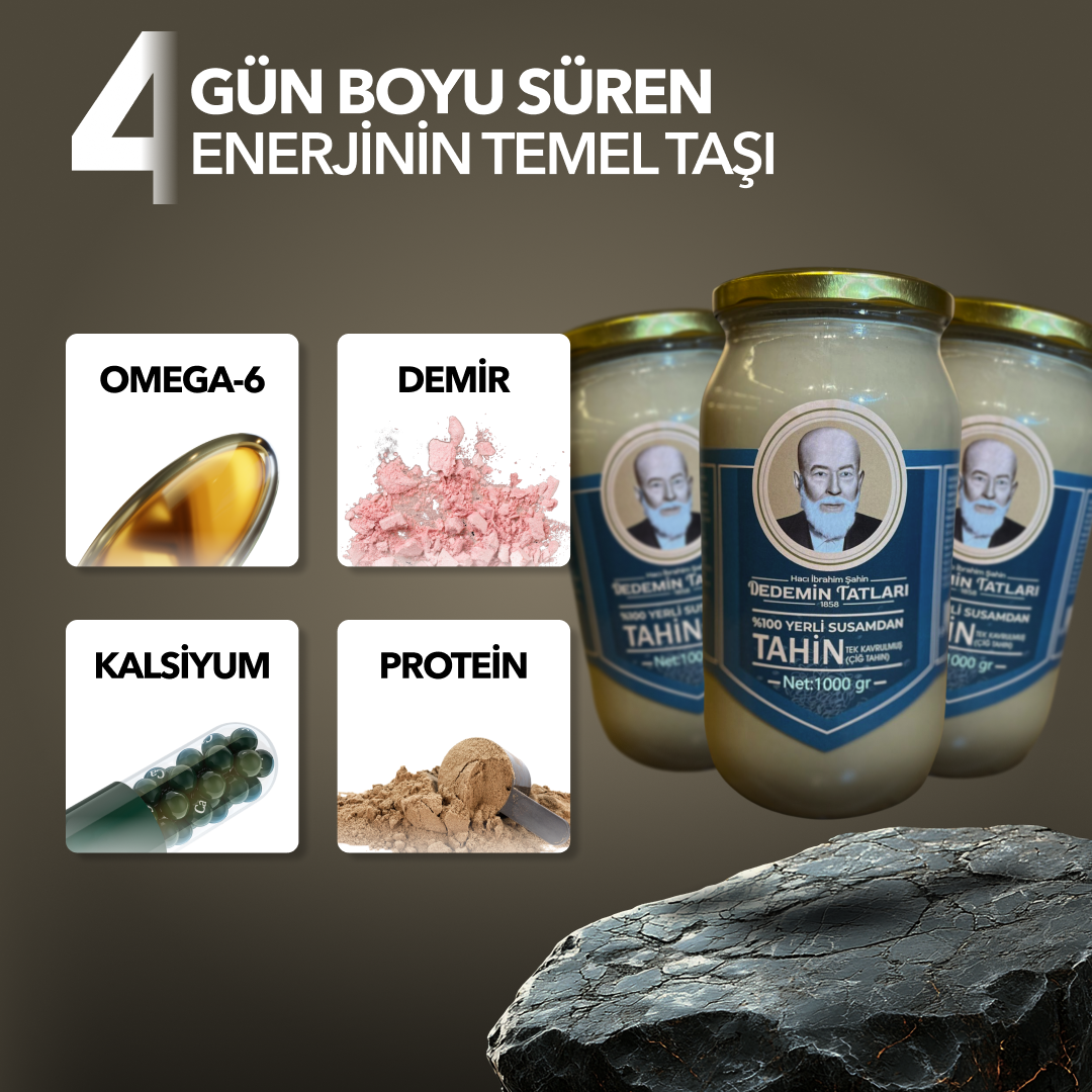 %100 Yerli Susamdan Doğal Çiğ Tahin - 1000gr 3'lü Paket